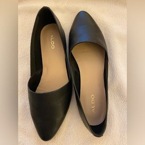 Black leather ballet flats